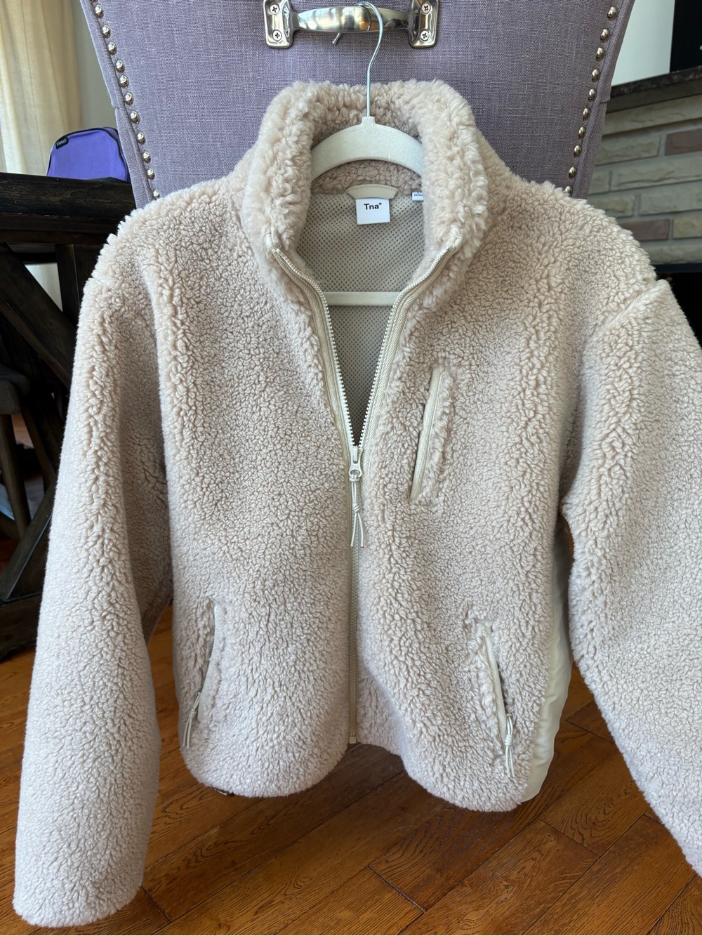 Aritzia Tna light brown Sherpa Zip Jacket